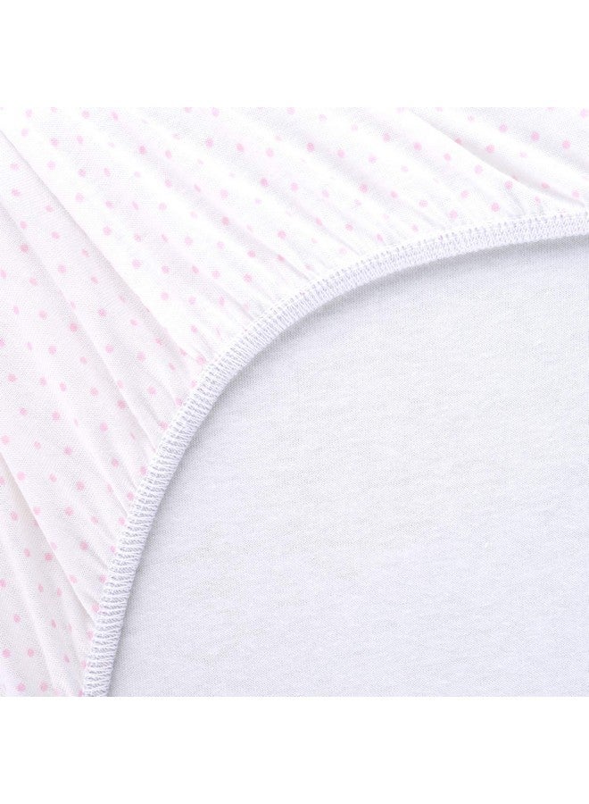 SHEETWORLD.COM SheetWorld Fitted Pack N Play Playard Sheet Compatible with Maxi COSI Swift Play Yard 31 x 39 inches, 100% Cotton Jersey, Hypoallergenic, Butter Soft, Pink Pindot, Made in USA - Image 2