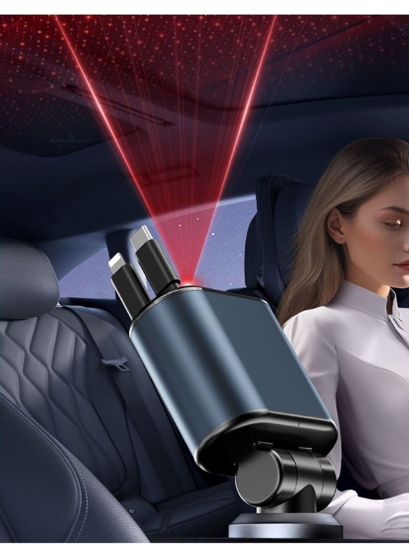 Changli Car Charger with Starlight, 120W USB C Fast Car Chargers Adapter, 4 in 1 Retractable Car Charger with 2 USB Ports Car Phone Chargers for iPhone 16/15/14/13/12/11 and for Android  - Image 5