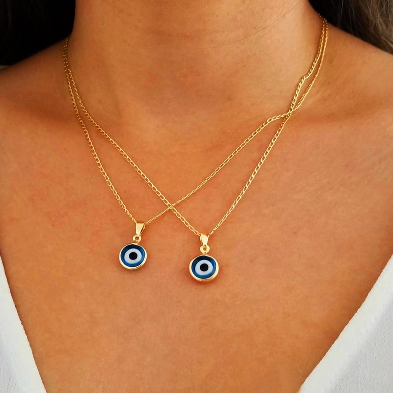 Ieftop 14K Gold Plated Evil Eye Necklace Blue Eyes Amulet Pendant Necklace Turkish Blue Lucky Protection Jewelry Adjustable Delicate Evil Eye Gift for Women - Image 3
