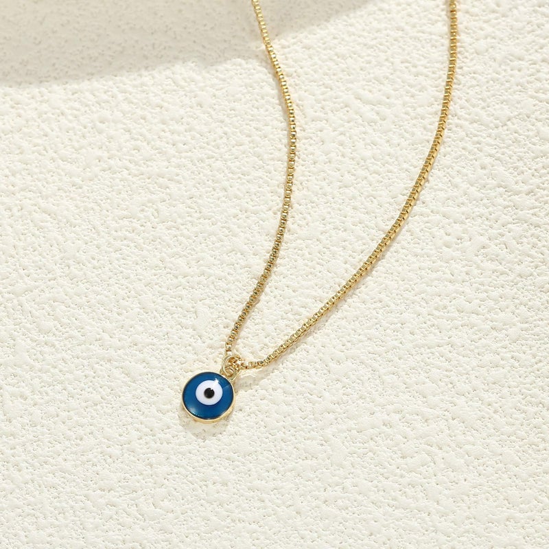 Ieftop 14K Gold Plated Evil Eye Necklace Blue Eyes Amulet Pendant Necklace Turkish Blue Lucky Protection Jewelry Adjustable Delicate Evil Eye Gift for Women - Image 5