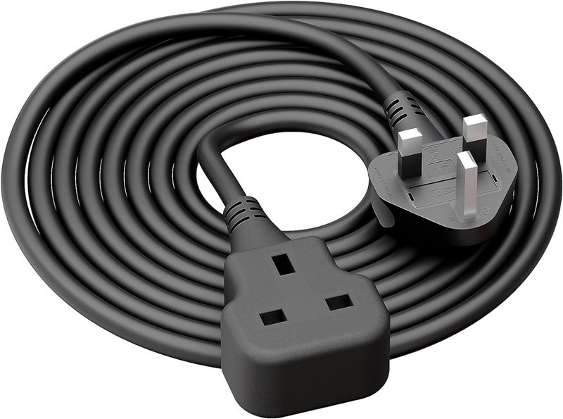 Extension Lead 5m,Single UK Socket Extension Lead,UK 3 Pin Plug Power Strip(13A,3250W Max), Sturdy Plug Extension for Travel, Home, Office,& Interior Renovatio(5M/Black) - Image 1