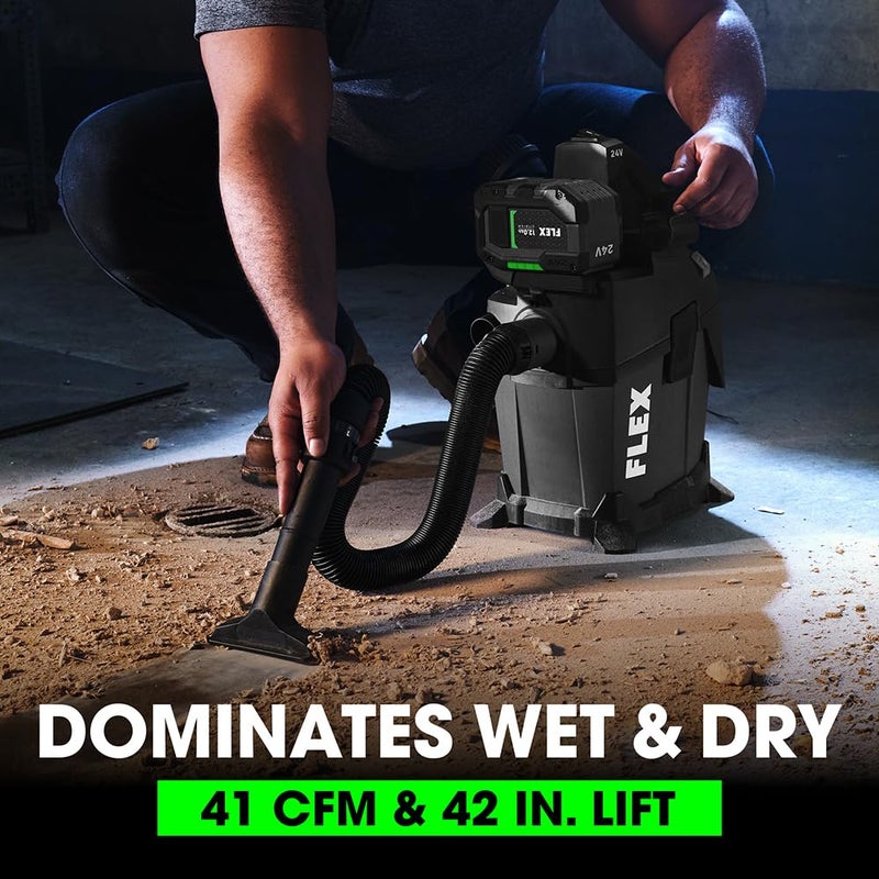 FLEX 24V Brushless 1.6 Gallon Wet/Dry Tool Only Vacuum Cleaner, Grey - Image 2