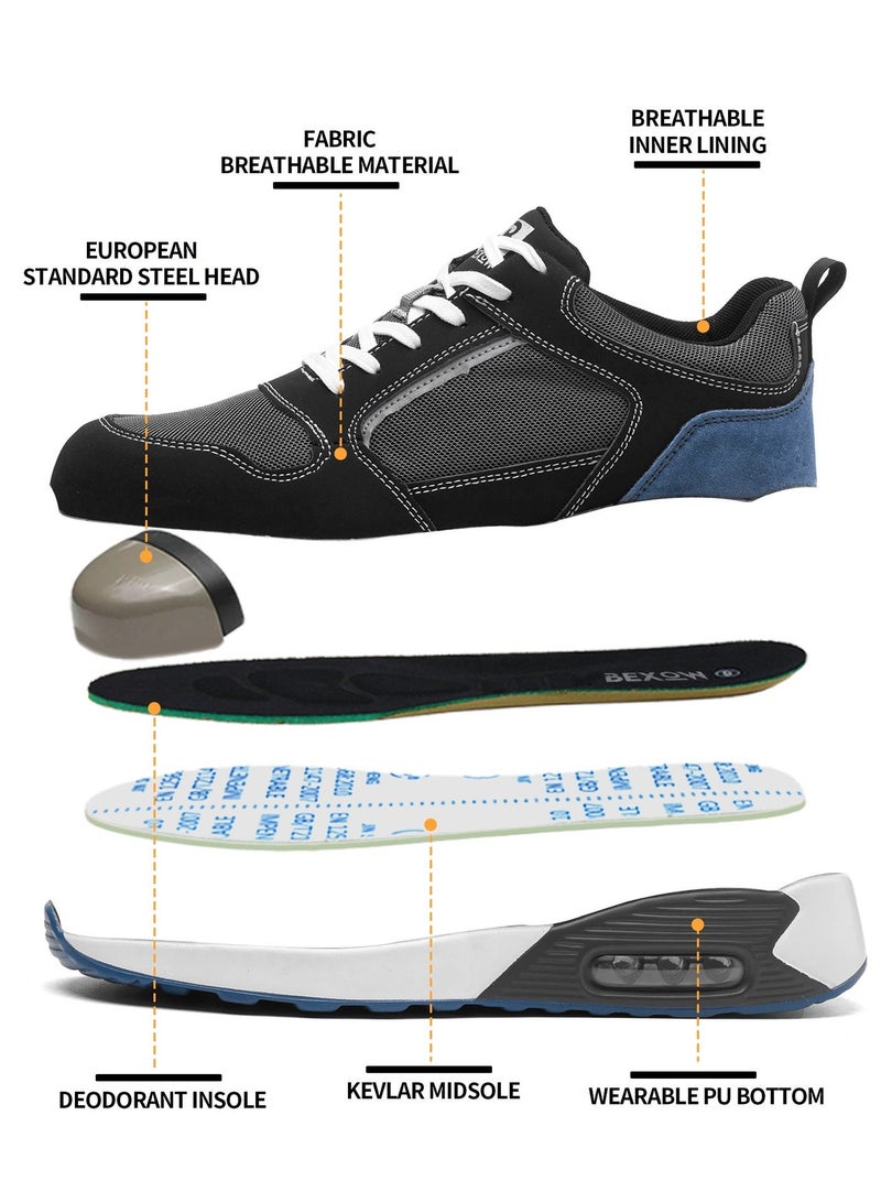 BEXOW Premium Safety Shoes Steel Toe Lightweight Slip Resistant Breathable Work Sneakers with Kevlar Midsole Anti-Smashing Puncture Proof Comfortable Industrial Footwear for Men and Women - Image 3