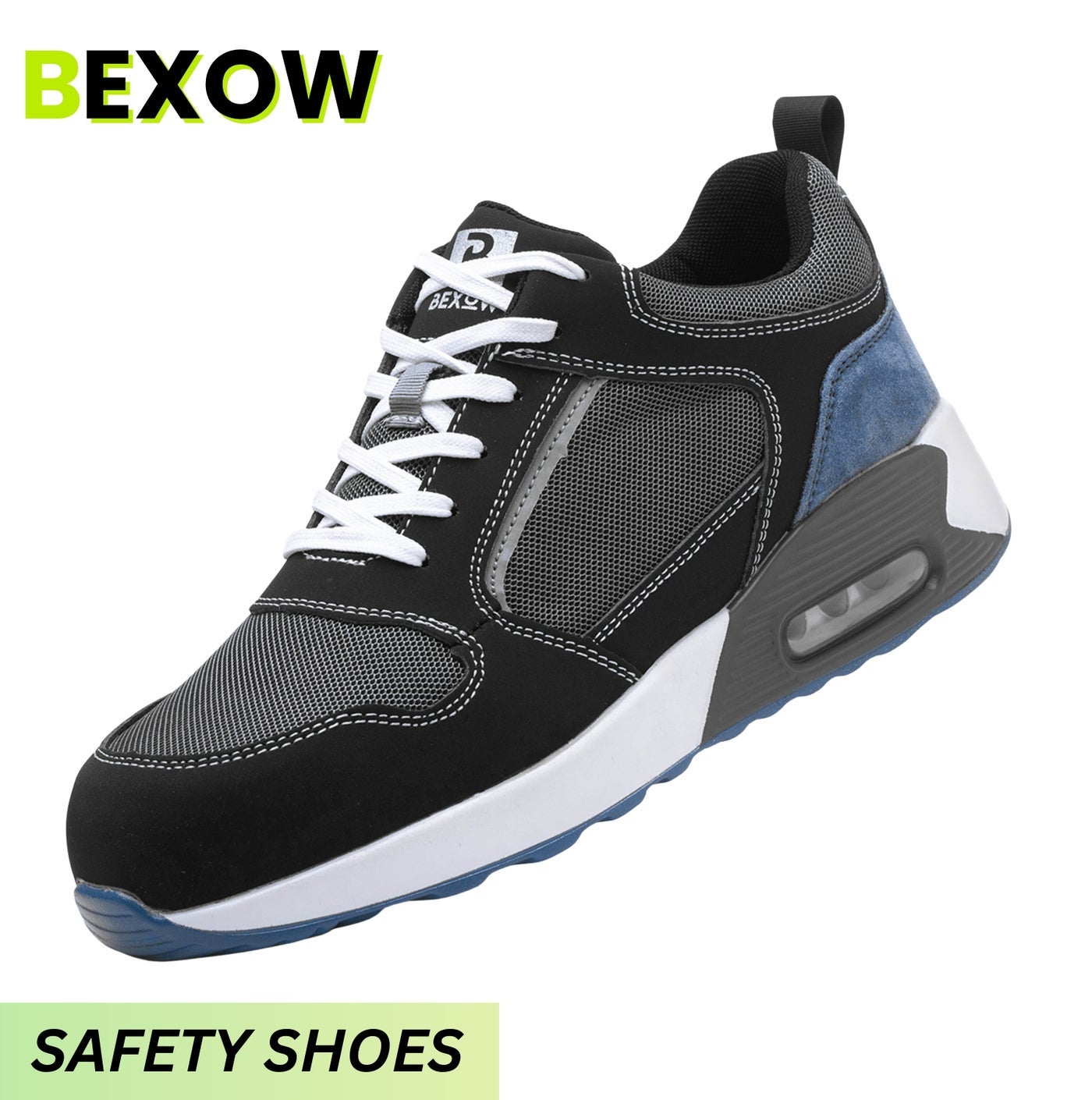 BEXOW Premium Safety Shoes Steel Toe Lightweight Slip Resistant Breathable Work Sneakers with Kevlar Midsole Anti-Smashing Puncture Proof Comfortable Industrial Footwear for Men and Women