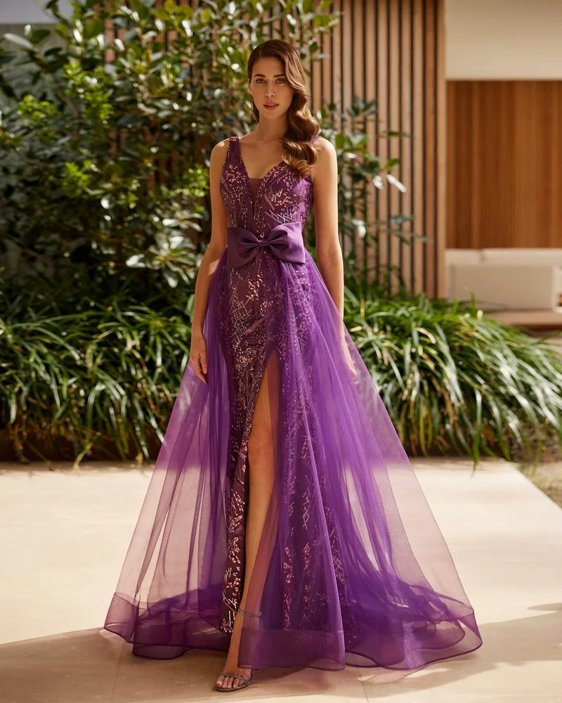 روسا كلارا Marfil Barcelona Lace Long Beaded Cocktail Dress