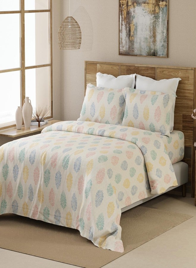 Layers Emaline 144 TC 100% Cotton Multicolor Paisley Block Print Double Bedsheet Set | 1 Double Cotton Bedsheet & 2 Pillow Cover | Breathable & Anti-Wrinkle | 2.54m x 2.23m - Image 2