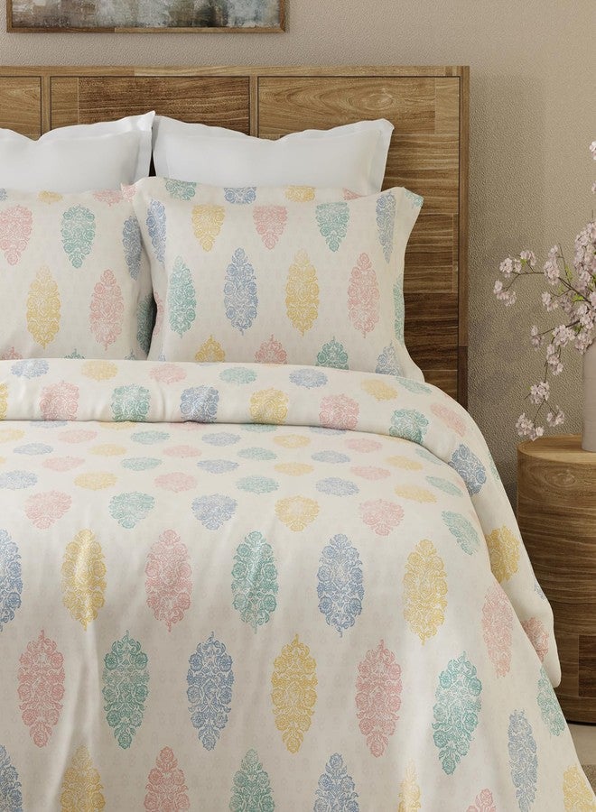 Layers Emaline 144 TC 100% Cotton Multicolor Paisley Block Print Double Bedsheet Set | 1 Double Cotton Bedsheet & 2 Pillow Cover | Breathable & Anti-Wrinkle | 2.54m x 2.23m - Image 1