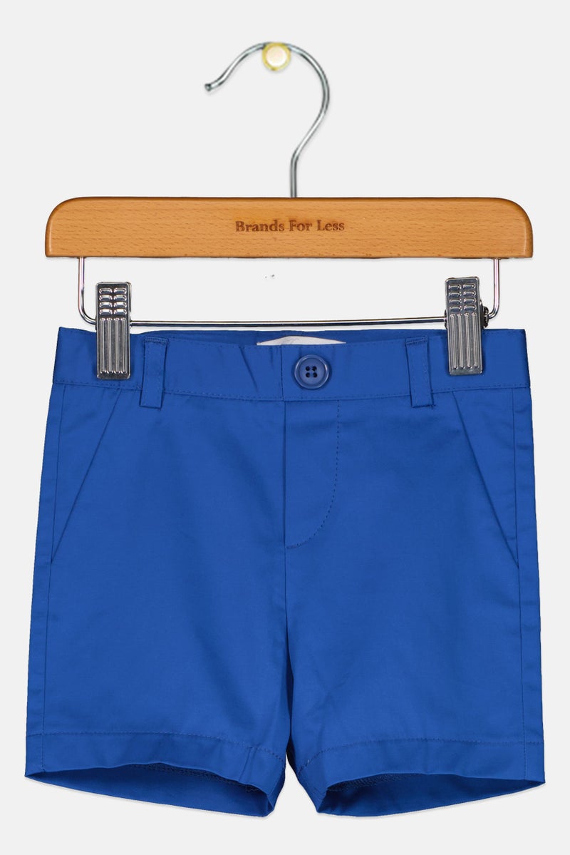 Choupette Toddlers Boy Solid Basic Shorts, Blue - Image 1