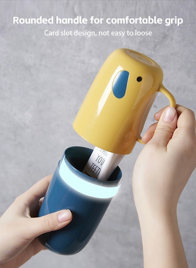 حامل فرشاة الأسنان، حامل فرشاة الأسنان وكوب الشطف مع حقيبة سفر لفرشاة الأسنان، كوب فرشاة الأسنان متعدد الوظائف، حامل فرشاة الأسنان ذو سعة كبيرة مع كوب غسول الفم (أصفر)