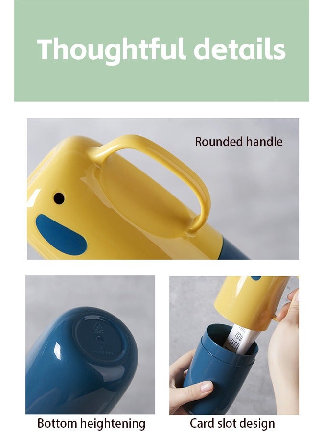 حامل فرشاة الأسنان، حامل فرشاة الأسنان وكوب الشطف مع حقيبة سفر لفرشاة الأسنان، كوب فرشاة الأسنان متعدد الوظائف، حامل فرشاة الأسنان ذو سعة كبيرة مع كوب غسول الفم (أصفر)