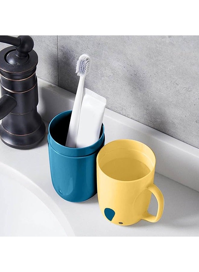 حامل فرشاة الأسنان، حامل فرشاة الأسنان وكوب الشطف مع حقيبة سفر لفرشاة الأسنان، كوب فرشاة الأسنان متعدد الوظائف، حامل فرشاة الأسنان ذو سعة كبيرة مع كوب غسول الفم (أصفر)