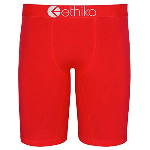 Ethika Men’s Boxer Brief, Knee Length, 4-Way Stretch Performance Underwear with Graphic Prints – Red Machine (RED, S) - Image 1