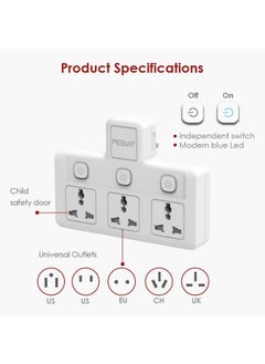 PEGANT 3 Way Universal Multi Plug Power Extension Socket Adapter  - Image 5