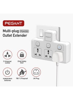 PEGANT 3 Way Universal Multi Plug Power Extension Socket Adapter  - Image 4