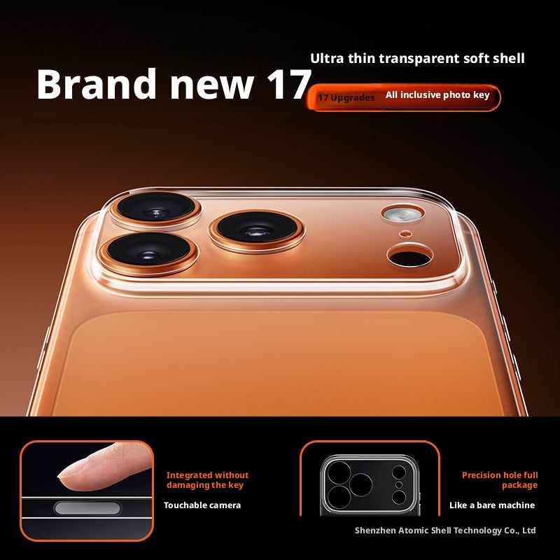 غطاء هاتف TPU فائق النحافة لأيفون 17/16/15/14/13/12، شفاف/أسود - Image 3