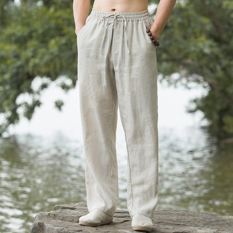 2023 Breathable Linen Pants for Men Grey - Image 3