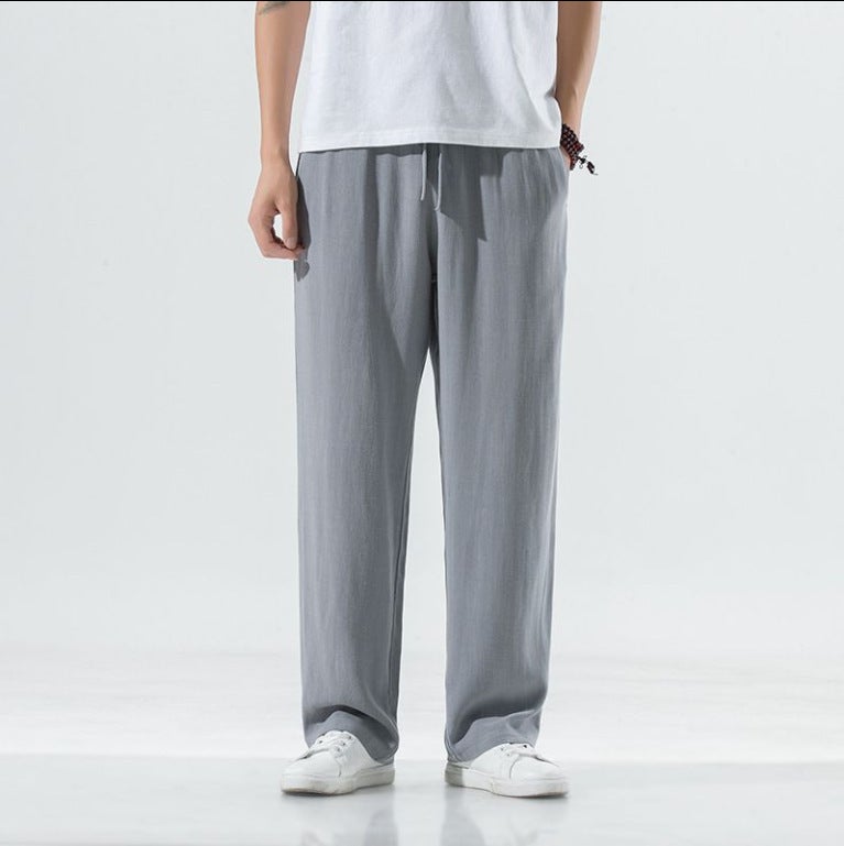 2023 Breathable Linen Pants for Men Grey - Image 1