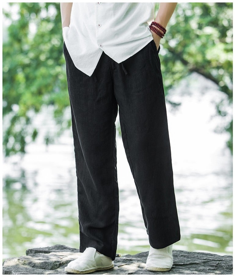 2023 Breathable Linen Pants for Men Grey - Image 2