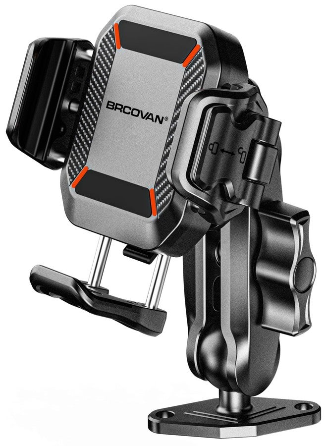 BRCOVAN Anti-Theft Phone Mount Holder with Vibration Dampener [Camera Friendly] [1s Lock & Release], with Aluminum Diamond Base & Medium Arm for Car Boat Truck Motorcycle UTV ATV Fit 5.4-7.2'' Phone - Image 1