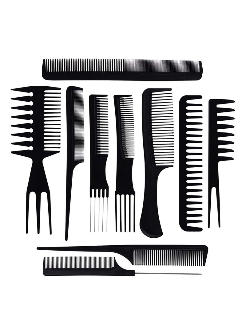 DubaiGallery 10-Piece Professional Salon Hair Styling Comb Set Black - Image 2