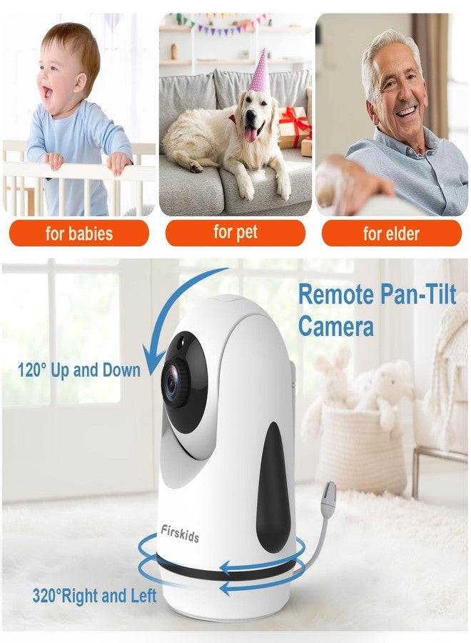 Firskids 5" Baby Monitor with Dual Cameras and Audio - Secure No Wi-Fi Pan-Tilt-Zoom 2 Cameras｜32H Battery｜2-Way Talk｜Temperature Sensor｜Auto Night Vision - Ideal for Babies, Elderly, Nursery Monitoring - Image 2