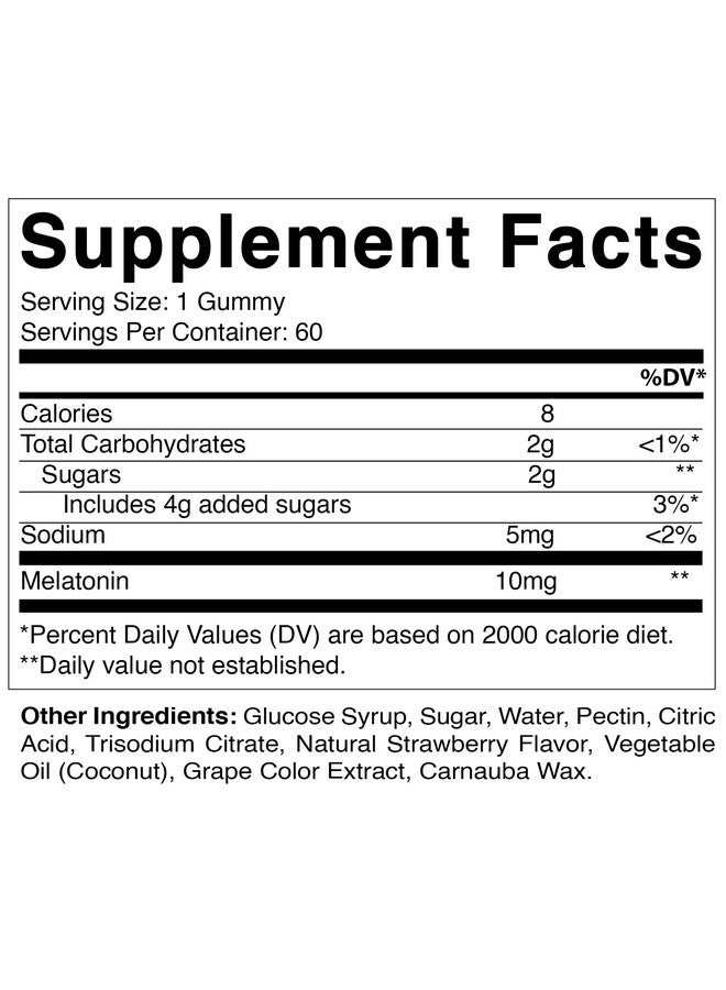 Vitamatic Vitamatic Melatonin 10 mg Vegetarian Gummies - Non-Habit Forming - 60 Gummies per Bottle - 2-Pack (Total 120 Vegan Gummies)  - Image 5
