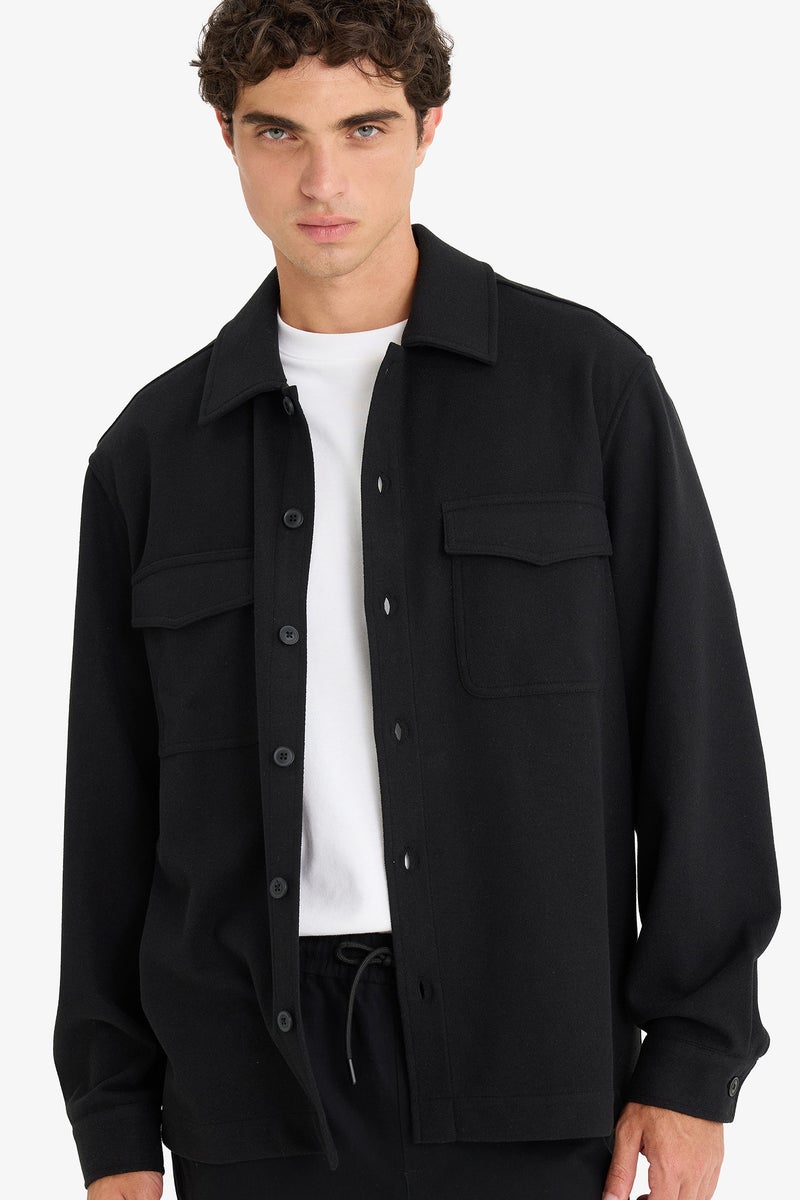 DeFacto Black Man Regular Fit Buttoned Shirt Jacket Casual - Image 1