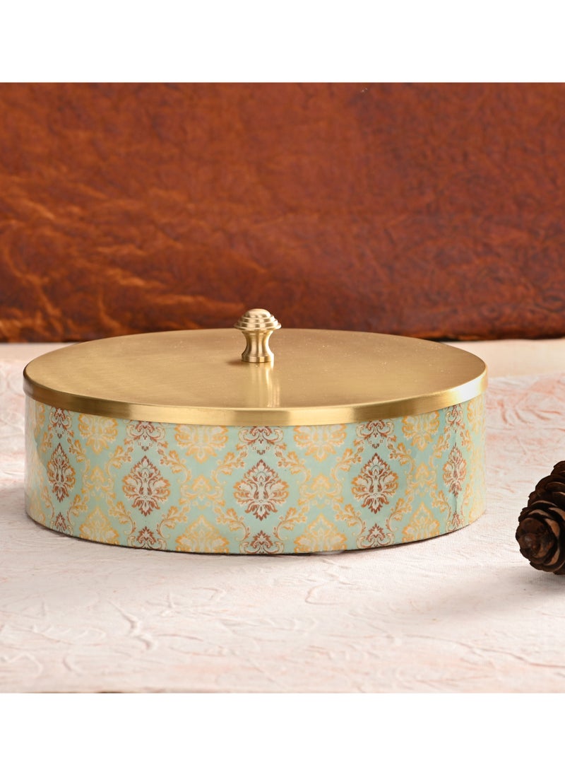 Generic - Multipurpose roti box/ chapati box with brass lid and tong - Image 1