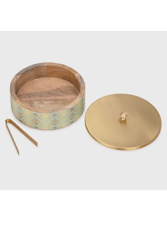 Generic - Multipurpose roti box/ chapati box with brass lid and tong - Image 1