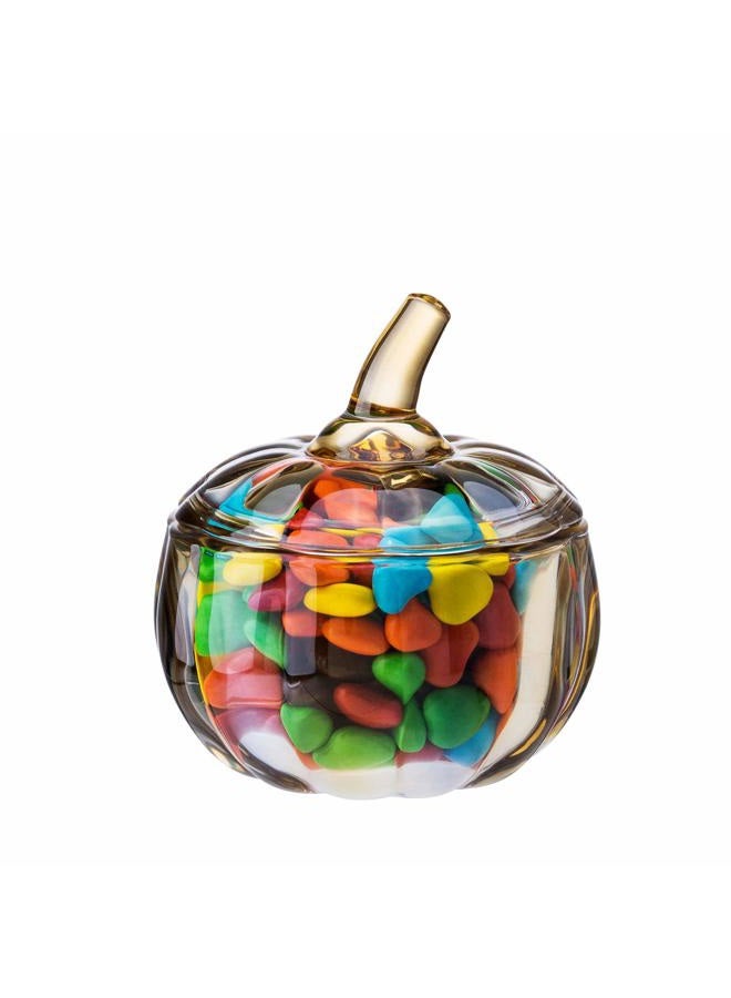 Diamond Star Glass Pumpkin Jar with Cover Target, Decorative Wedding Candy Bowl Organizer Canisters Home Decor Halloween Centerpieces - Image 1