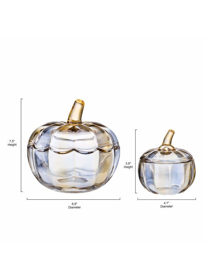Diamond Star Glass Pumpkin Jar with Cover Target, Decorative Wedding Candy Bowl Organizer Canisters Home Decor Halloween Centerpieces - Image 3