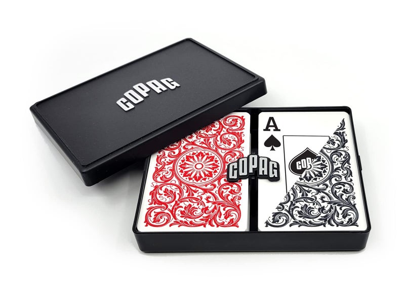 Copag 1546 Design 100 Plastic Playing Cards Bridge Size Narrow RedBlack Double Deck Set Jumbo Index