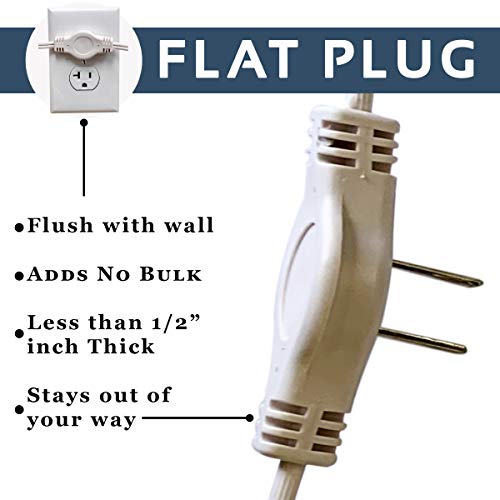 W4W, Twin Extension Cord Power Strip - 12 Foot Cord - 6 feet on Each Side - Flat Head (Wall Hugger) Outlet Plug - 6 Polarized Outlets with Safety Cover - Image 5