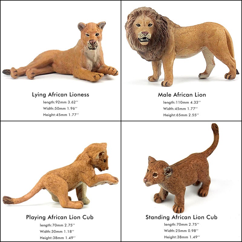 FUNSHOWCASE African Jungle Animals Toy Lions Figure Realistic Plastic Figurine Playset Lot 13-Piece - Image 3