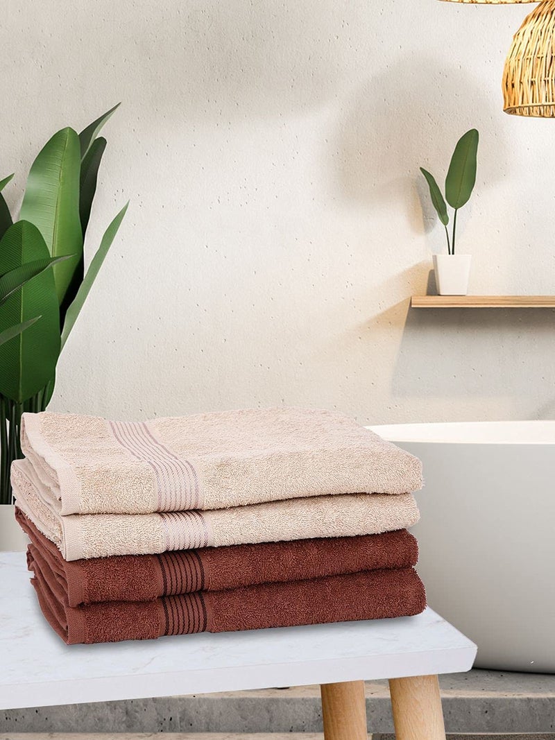 Kopa by Bianca 400 GSM 100% Cotton Soft Terry Towel l 4pc Bath Towel l Bath Towel for Men Large Size l Bath Towel for Men l D`Ross l Taupe-Brown - Image 1