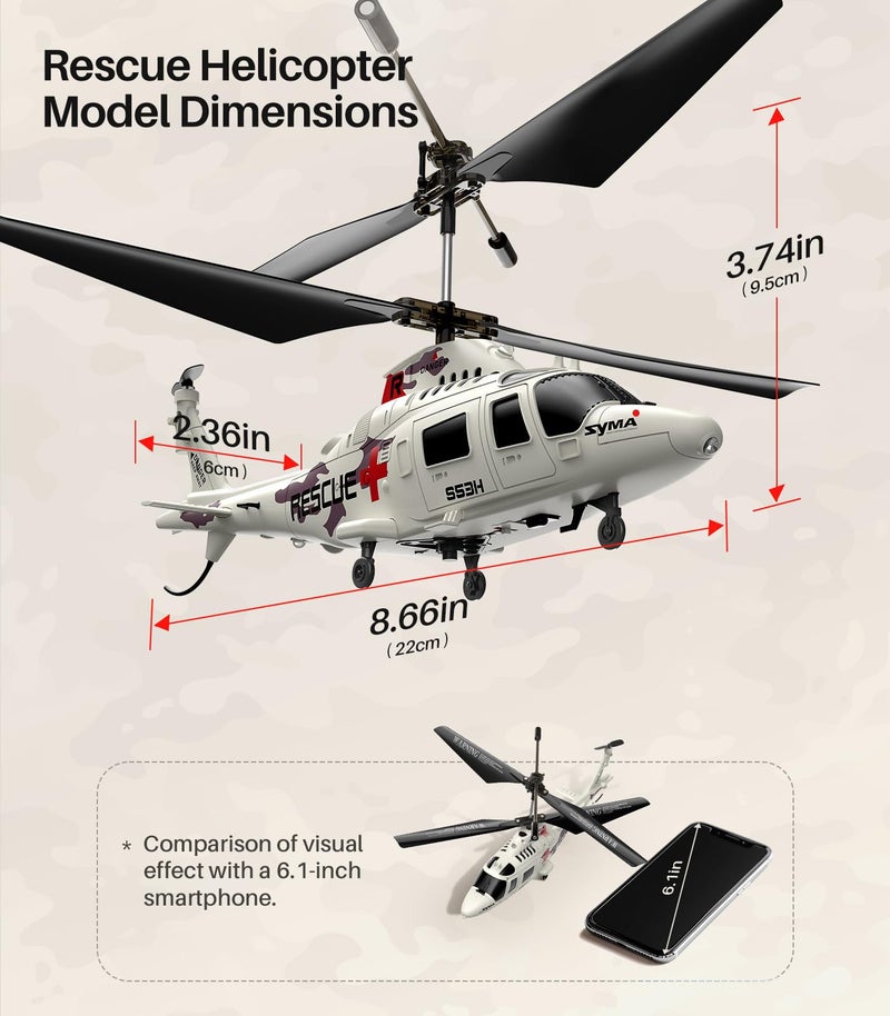 SYMA Remote Control Helicopter - S53H Rescue RC Helicopters with Upgraded Protection System, Lifelike Simulation, Easy to Fly, Educational Toy & Gift for Boys Girls Beginners - Image 5