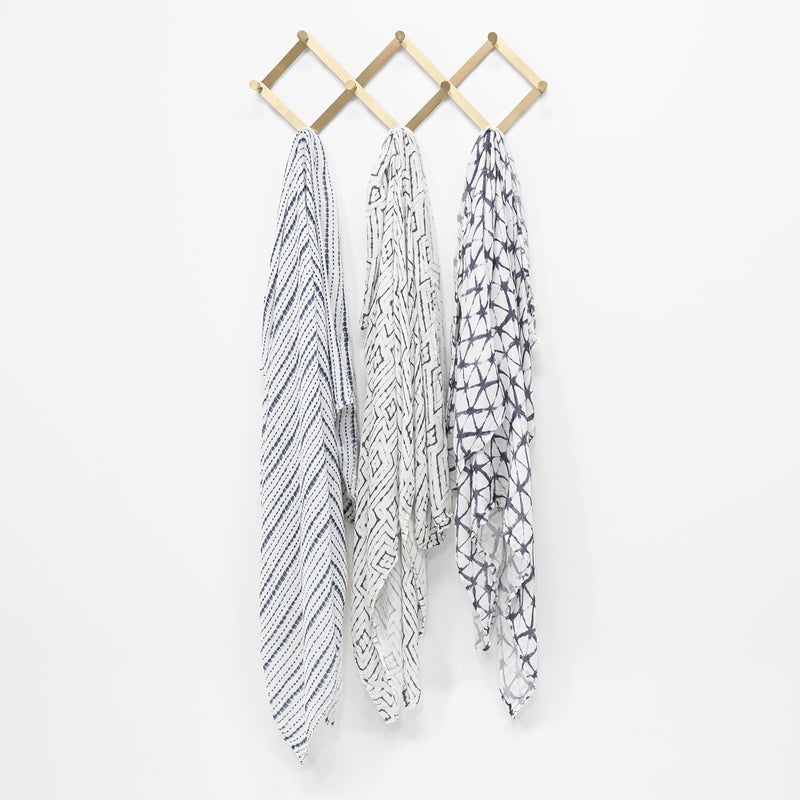 aden + anais Silky Soft Swaddle Blanket,100% Viscose from Bamboo Muslin Blankets for Girls & Boys, Baby Receiving Swaddles, Ideal Newborn & Infant Swaddling Set, 3 Pack, Pebble Shibori - Image 4