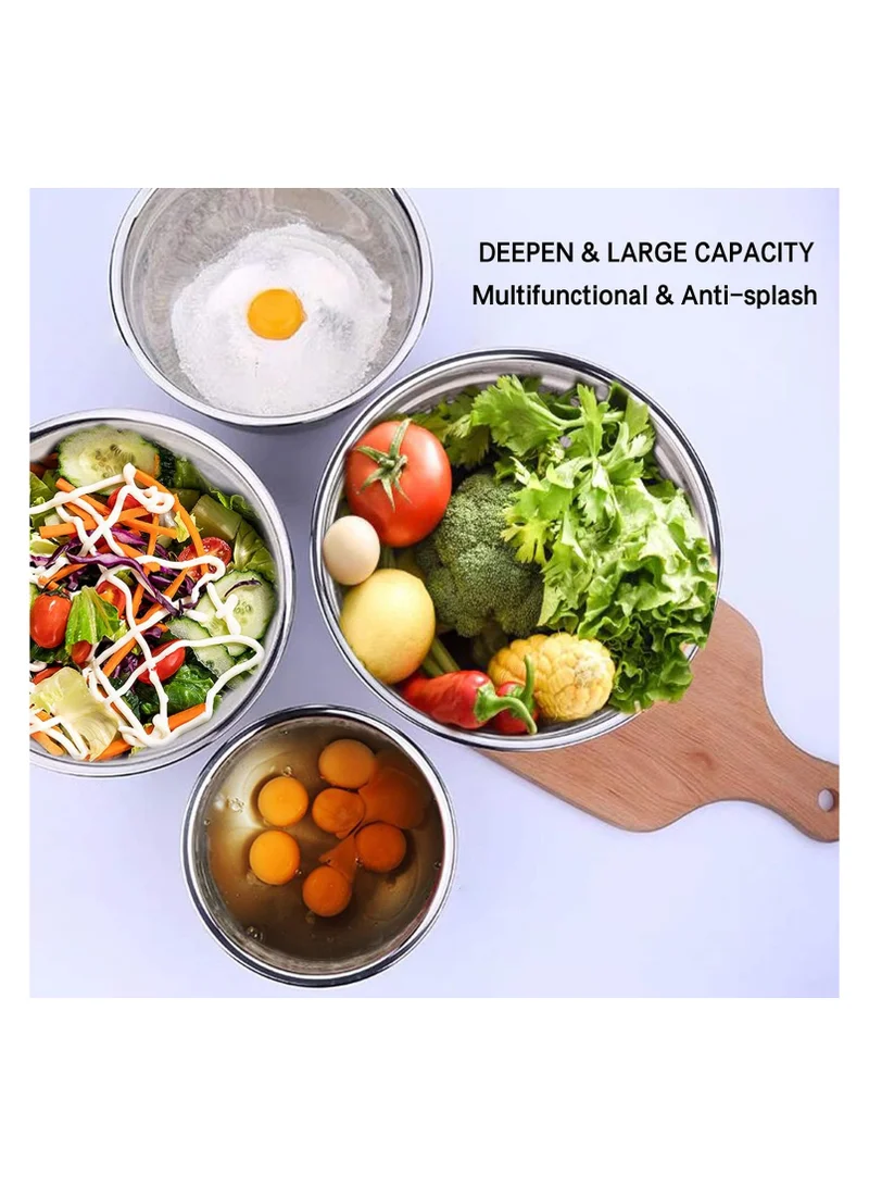Quesera  17-Piece -Stainless Steel Non slip Mixing Bowl Set with Airtight Lids & Graters+ Kitchen Gadgets for Mixing & Serving- BLACK  | Best Price UAE