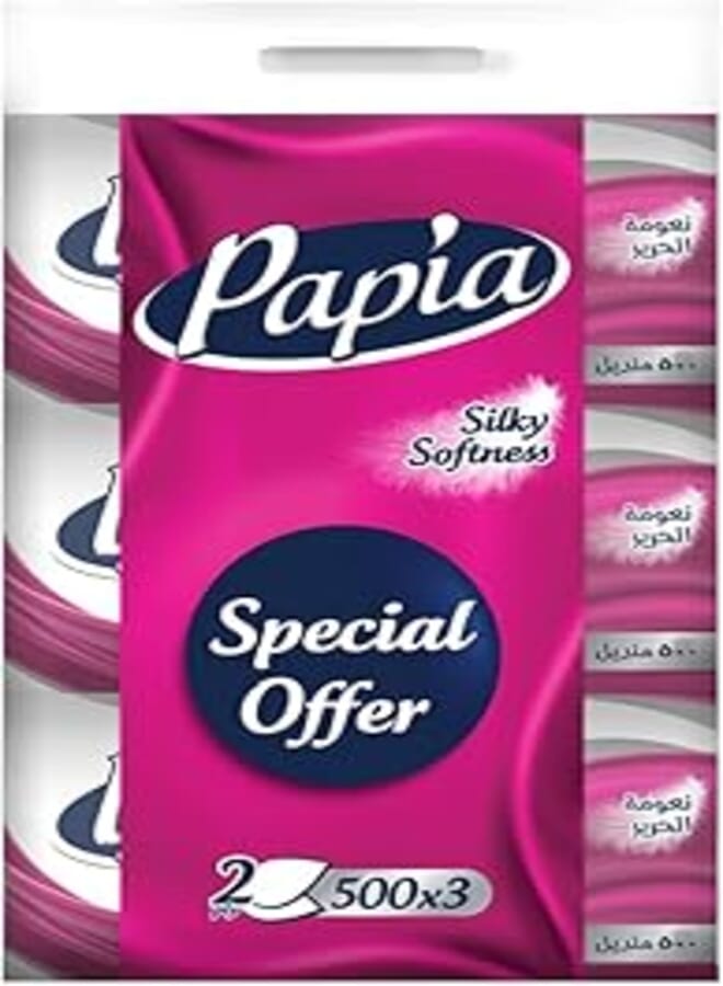 Papia Facial Tissue - PE MultiPack - 2 Ply - 500 X 3