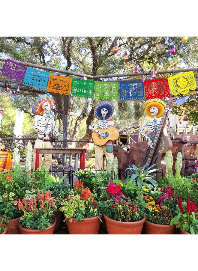 DomeStar DomeStar Mexican Party Banner, 18 Feet Plastic Fiesta Banner Cinco de Mayo Dia De Los Muertos Decor Day of The Dead Papel Picado Decorations Mexican Fiesta Garland for Mexican Party Supplies  - Image 5