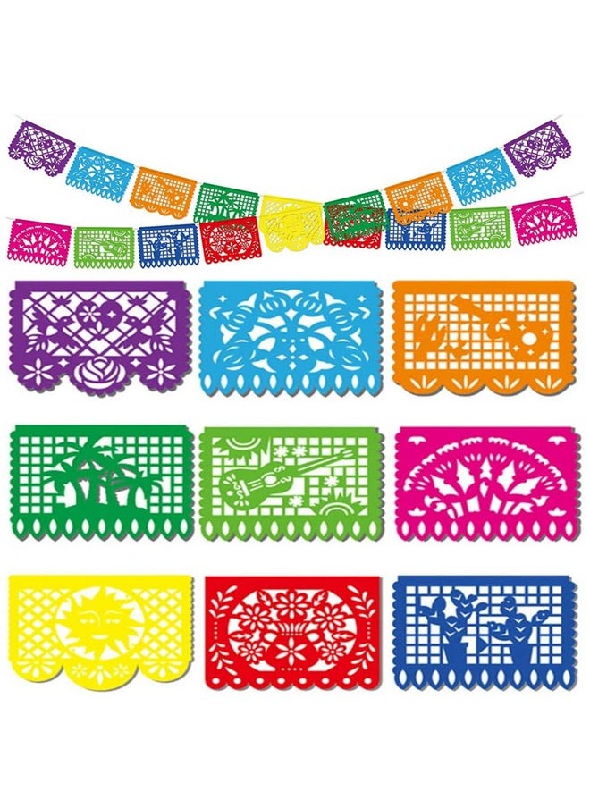 DomeStar DomeStar Mexican Party Banner, 18 Feet Plastic Fiesta Banner Cinco de Mayo Dia De Los Muertos Decor Day of The Dead Papel Picado Decorations Mexican Fiesta Garland for Mexican Party Supplies  - Image 1