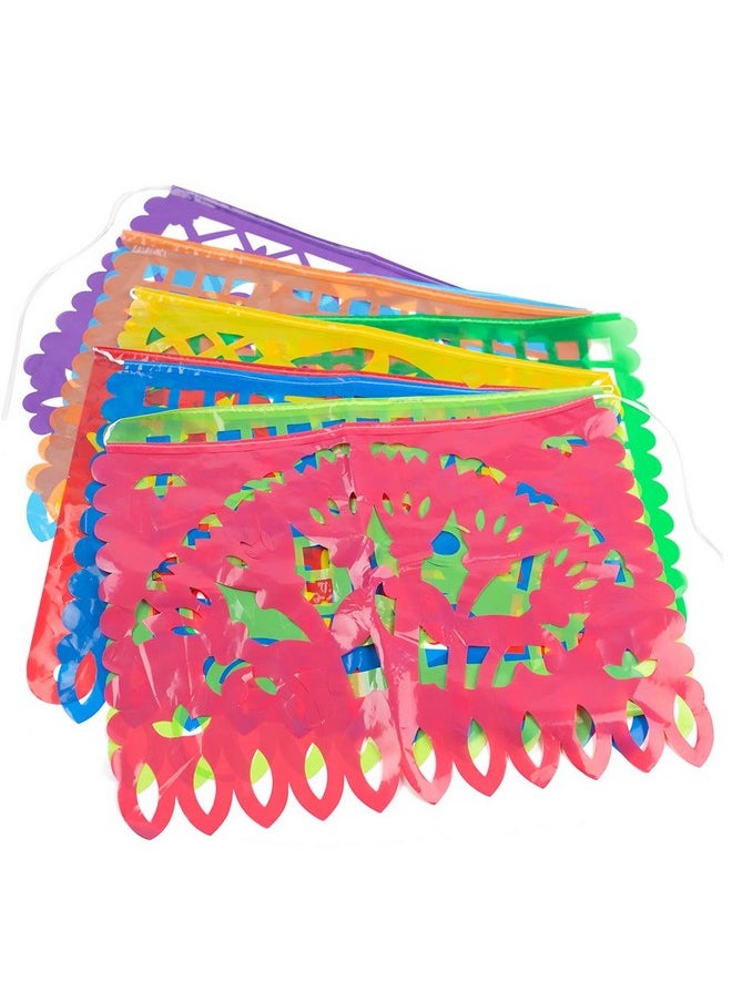 DomeStar DomeStar Mexican Party Banner, 18 Feet Plastic Fiesta Banner Cinco de Mayo Dia De Los Muertos Decor Day of The Dead Papel Picado Decorations Mexican Fiesta Garland for Mexican Party Supplies  - Image 4