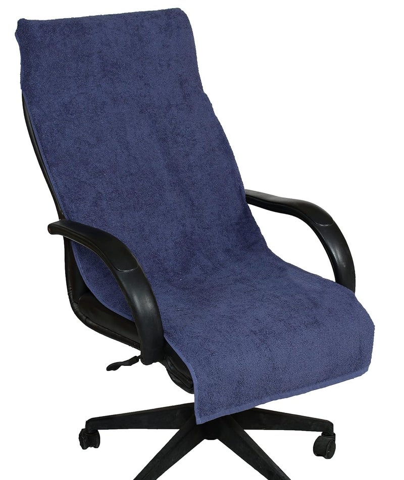 منشفة كرسي مكتب فاخرة من قطن VIP BAGDA بلون أبيض أزرق، 550 GSM، عبوة من 1 - Image 1