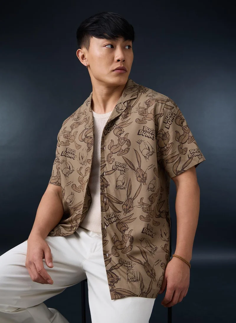 ذا سوليد ستور The Souled Store Men Looney Tunes Brown Printed Regular/Classic Fit Shirts
