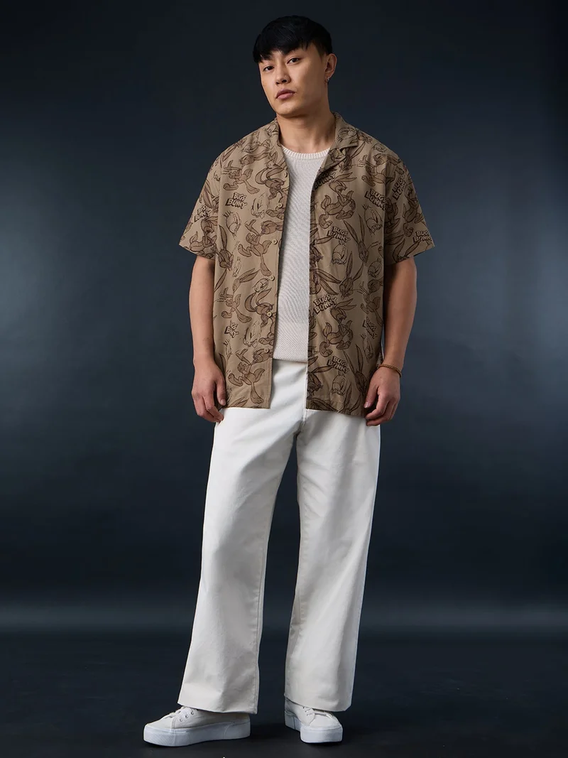 ذا سوليد ستور The Souled Store Men Looney Tunes Brown Graphic Printed Holiday Shirts