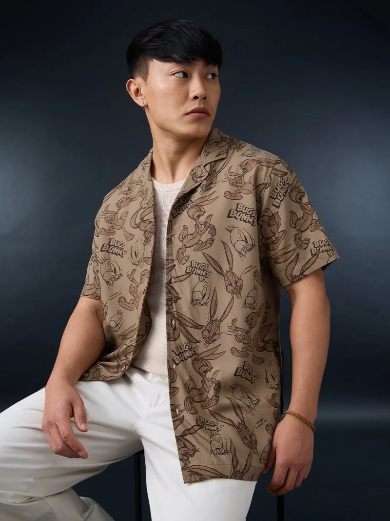 ذا سوليد ستور The Souled Store Men Looney Tunes Brown Graphic Printed Holiday Shirts