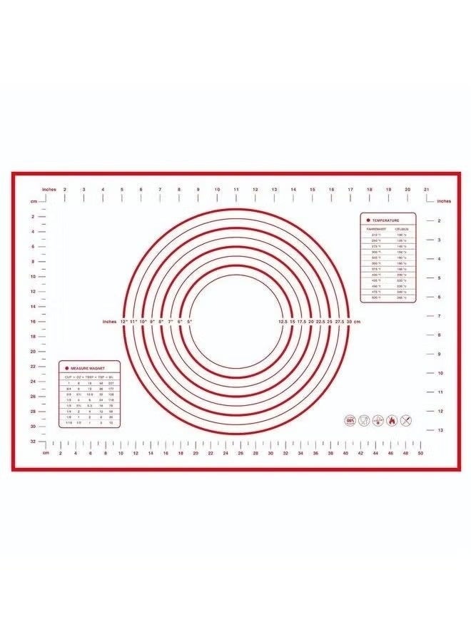 Silicone Baking Mat White/Red 60x40centimeter*0.35mm-Non-Slip with Measurement Counter Mats, Dough Rolling Mat, Pie Crust Mat - Image 4