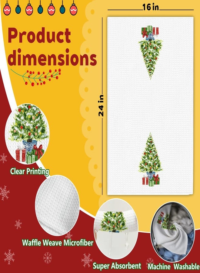 KIDEAR Chinoiserie Christmas Hand Towels for Kitchen, Blue and White Christmas Tree Tea Towels, Holiday Dish Hand Towel for Kitchen Bathroom, Elegant Chinoiserie Ornaments16x23.5 Inch-02 - Image 2
