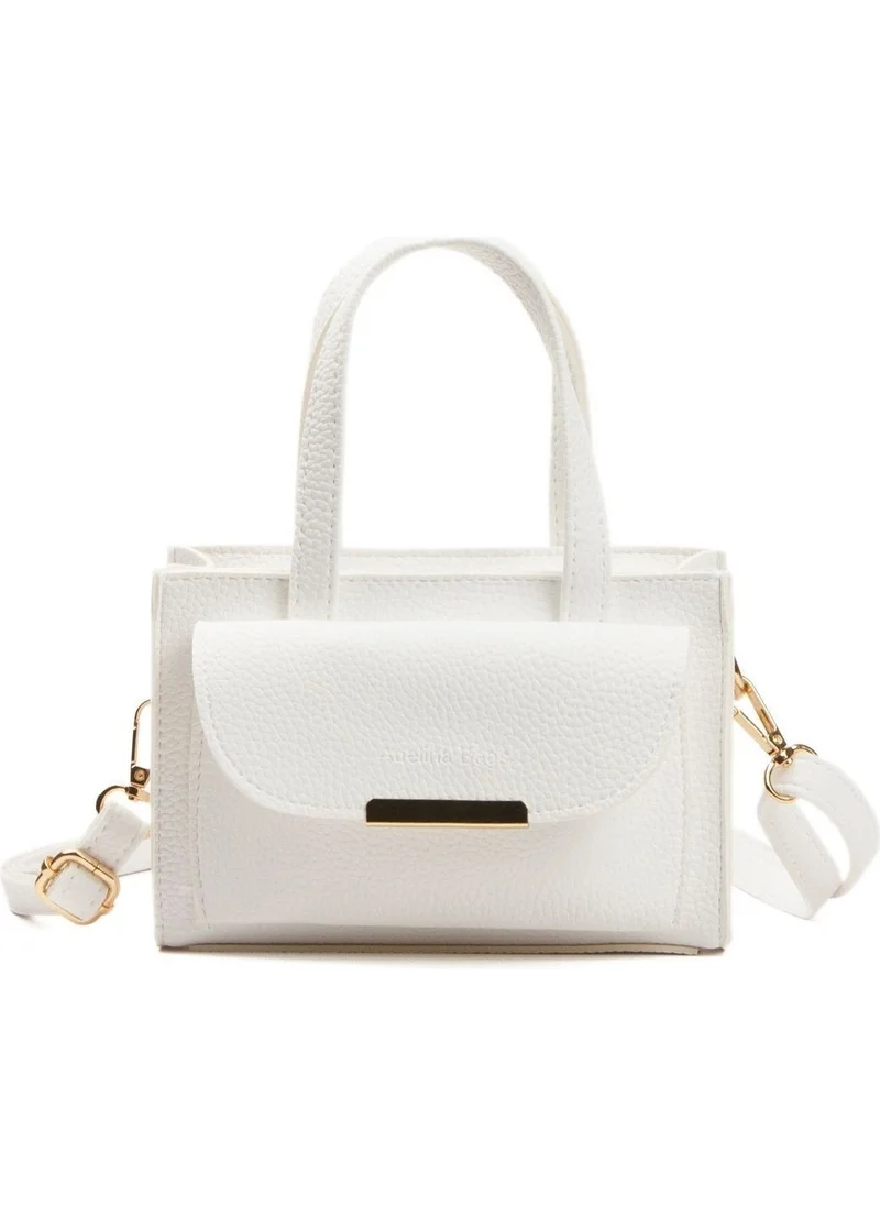 Adelina Bags Women's Covered Mini Hand and Shoulder Bag White