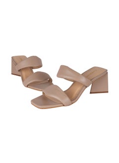 CARRANO Carrano Ladies DUO STRAPS Puffy Mid Heel Triangle Sandal Leather 429003 Cab120  - Image 2